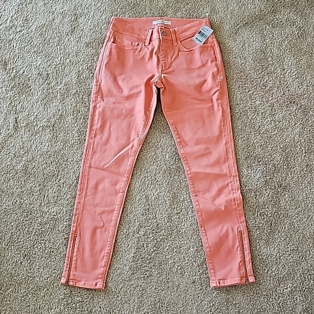 Mavi Alexa Mid Rise Skinny Ankle Zip Denim Jeans Pink 27